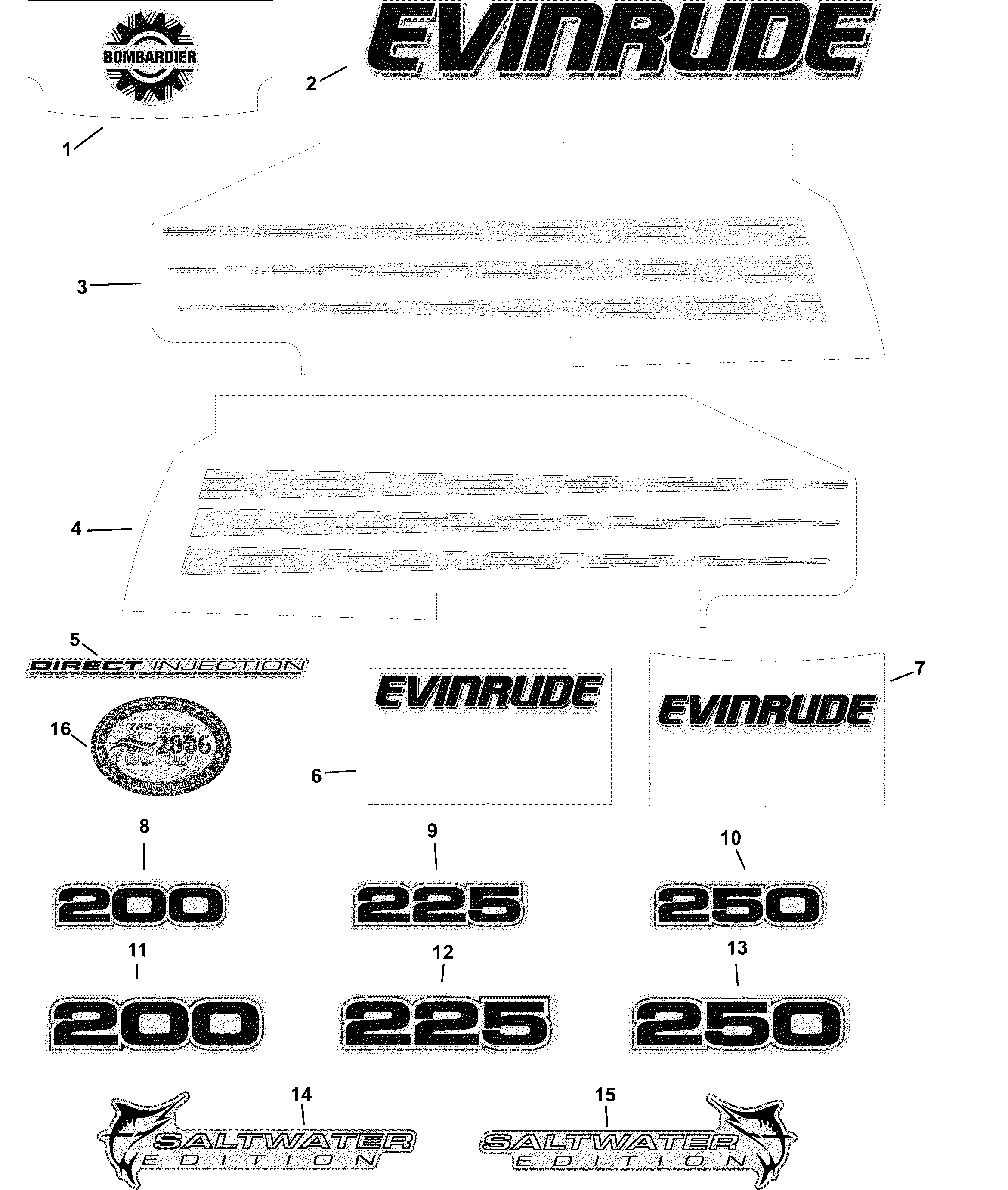 Evinrude White decals